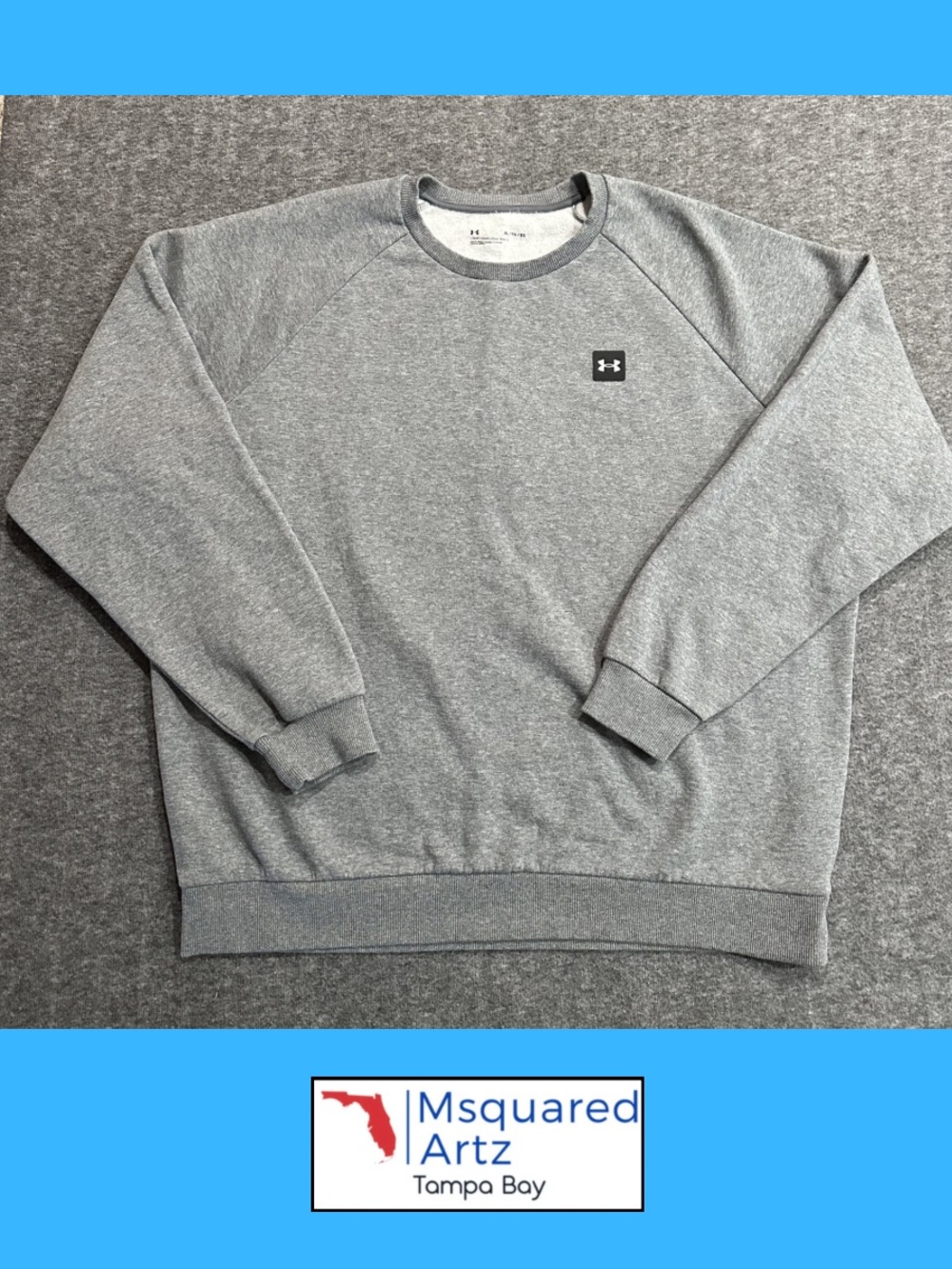 Under Armour Fleece Crewneck Sweatshirt Gray Logo XL Loose Fit Pullover